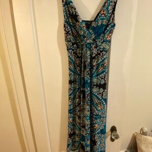 Apt. 9 Teal and Black Floral Maxi Dress